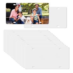 lot 16270 image: 20 Pack Sublimation License Plate Blanks, 0.45mm Aluminum 12x6 Inch Heat Transfer Vinyl Blanks, DIY Custom Front Car Tags for Automotive