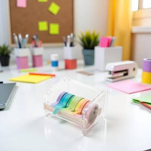 lot 16271 image: Transparent Visible Washi Packaging Tape Dispenser Cutter Roll Tape Holder Organizer Desktop Office Tape Holder,Cute Tape Dispenser,DIY Sticker Roll Tape Cutter,Packaging Tape Dispensers