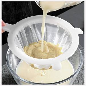 lot 16298 image: Kitchen Ultra-Fine Nylon Mesh Strainer Food Yogurt Mesh Sieve Plastic Mesh Colander with ��Handle Mini Brine Shrimp Separation Net for Filtering Juice Juice Milk Honey (400Mesh)