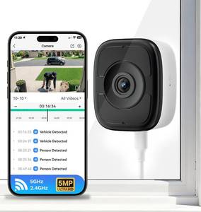 lot 16314 image: LongPlus 3K 5MP Window Camera with Night Vision, 2.4ghz & 5ghz WiFi Safeview Indoor Window Cameras for Home Security, AI Smart Detection, 2-Way Audio, Easy & Quick Install, 247 Recording