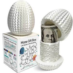 lot 16326 image: 2026 Mystery Egg Maze Puzzle Box 4 Unique Mazes Money Holder with Hidden Compartment, Brain Teaser Game for Cash & Gifts, Reusable Surprise Container for Easter Birthday Christmas Party