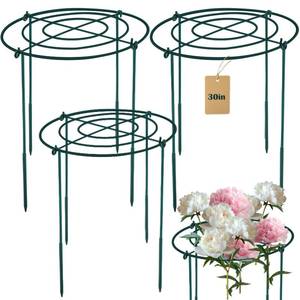 lot 16328 image: 6Set Metal Peony Grid Cages, 30H X 13D Large Flower Support Cages Grow Through Hoop Ring Peony Stakes Garden Plant Support Rings Heavy Duty Plant Braces Peonies Structure for Outdoor Plants Blossoms