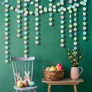 lot 16332 image: Cheerland Easter Pastel Garland Pink Circle Streamer Hanging Dot Party Decorations Girl Birthday Backdrop Baby Shower First Birthday Spring Party Decor Ice Cream Theme Unicorn Party Supplies Kids 52ft