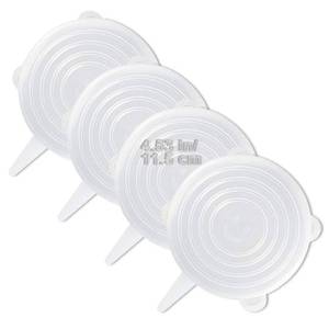 lot 16337 image: LELE LIFE 4 Pack Same Size Silicone Stretch Lids, Thicker Reusable Sturdy Silicone Container Cover, Expandable Food Storage Covers, Dishwasher and Freezer Safe, 4.53in(11.5cm)