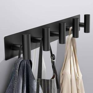 lot 16348 image: Bntuk Coat Rack Wall Mount - 5 Coat Hooks, Towel Racks for Bathroom Robes Bags Keys, Hat Rack Wall Towel Hooks Organizer Essential (Black)