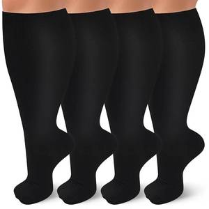 lot 16365 image: 4 Pairs Plus Size Compression Socks for Women & Men 20-30 mmhg Extra Wide Calf Knee High Support Socks for Circulation(B 4XL)