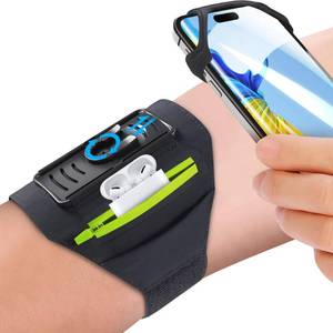 lot 16372 image: Detachable & 360° Rotatable Running Armband -with Reflective Strap Zipper Pocket & Earphone Bag for iPhone 16 15 14 Pro Max Plus Samsung Galaxy �� Workout Exercise Phone Holder with Card Key Slot