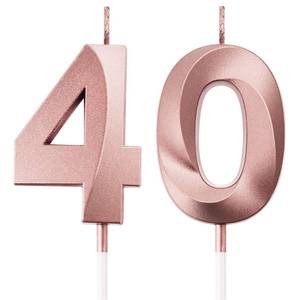 lot 16381 image: BBTO 40th & 4th Birthday Candles Number Candles Cake Topper Decoration for Birthday Wedding Anniversary Celebration Supplies(Rose Gold)