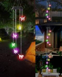 lot 16385 image: DOUBLEZHE Solar Wind Chimes for Outside, Color Changing Sun and Moon Wind Chime, Birthday Gifts for Women Mom Grandma, Waterproof Outdoor LED Decoration Mobile Light for Garden Patio Yard Party Decor