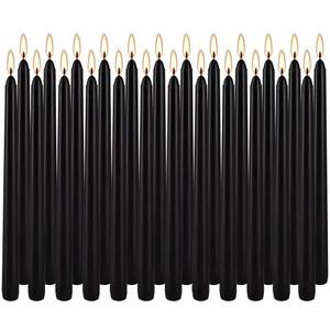 lot 16387 image: YOROXRG 24 Pack Black Taper Candles, 7-8 Hours Burn Time, Unscented, Smokeless and Dripless, 0.75 x 10 Inch Dinner Candle Set for Halloween, Household, Wedding, Party and Home D�cor Candlesticks