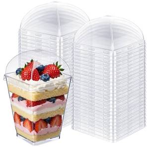 lot 18014 image: Acellegic 100 Pcs Plastic Dessert Cup Lids-(NO CUPS), Plastic Container Covers for Parfait Yogurt Fruit Trifle Ice Cream Pudding Cups, Leak Resistant, Clear Disposable Cup Lid(5 oz,Dome Lid)