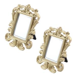 lot 18026 image: HEVSTIL 2 Pieces Vintage Resin Baroque Picture Frame Antique Photo Rectangle Wall Hanging Table Top Jewelry Display Christmas Holiday Party Hotel Decor for Wall and Table Display,4.53�3.35,Gold