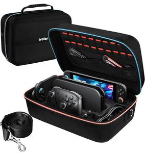 lot 18034 image: ivoler Carrying Storage All in One Case for Nintendo Switch 2 (2025),Portable Travel All Protective Hard Messenger Bag Soft Lining 20 Games for Switch 2 Console Pro Controller Accessories Black