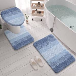 lot 18035 image: Arotive Microfiber Bathroom Rugs 3 Piece with Toilet Lid Cover, Shaggy Soft and Absorbent Bath Rug, Non-Slip, Machine Washable Bath Mats for Bathroom��24x1624x2017.5x15, Light Blue