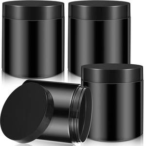 lot 18062 image: Patelai 4 Pieces Round Wide-mouth Leak Proof Plastic Container Jars with Lids for Travel Storage Makeup Beauty Products Face Creams Oils Salves Ointments DIY Making(16 Ounce,Pure Black)