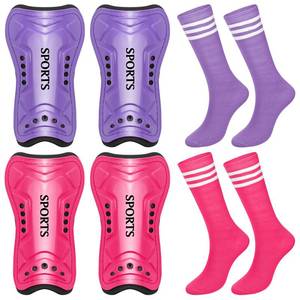 lot 18067 image: Chuarry 2 Set Soccer Shin Guards for Girls with Socks Toddler Shin Pads Football Kids Sport Protection Lightweight Gear Leg Protection for 3-15 Girls Boys Children Teens(S,Purple, Rose Red)