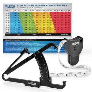 lot 18075 image: MEDca Body Fat Caliper and Measuring Tape for Body - Skinfold Calipers and Body Fat Tape Measure Tool for Accurately Measuring BMI Skin Fold Fitness and Weight-Loss, (Black)