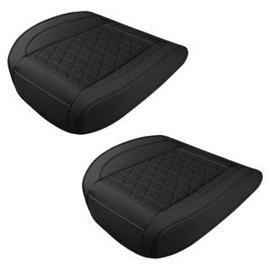 lot 18098 image: Luxury Faux Leather Car Seat Cover, Anti-Slip Waterproof Universal Front Bottom Seat Protector with Storage Pocket, Triangular Pattern Vehicle Seats Cushion for Sedans, SUVs, Trucks (2PCS&Black)
