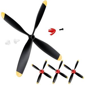 lot 18123 image: Hollowfly 3 Sets Spare RC Plane Propellers Compatible with Mustang 400mm P51 RC Plane 4 Channel Remote Control Airplane 761-5, 761-5V2 with Propeller Savers Adapter(Red Nose)