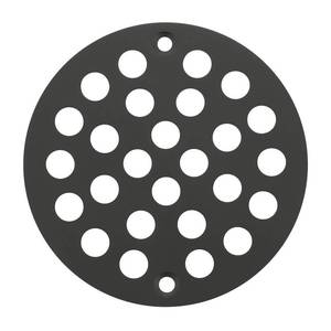 lot 18135 image: Holge Round 4 Inch Screw-in Floor Drain Cover Replacement Shower Drainer Grate with Screws (Matte Black)
