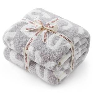 lot 19297 image: Snuggle Sac Leopard Queen Size Grey Microfiber Fluffy Warm Cozy Fuzzy Soft Blanket Reversible Cheetah Blankets for Bed, Couch, Sofa, 90x90 inches