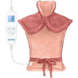 lot 19301 image: RENPHO Electric Heating Pad for Back, Fathers Day Dad Gifts & Birthday Gifts for Women Men Mom Dad, FSA Eligible & HSA Store, Neck and Shoulder Heat Pad, Fast Heating, 24x33, ETL Certified, Pink