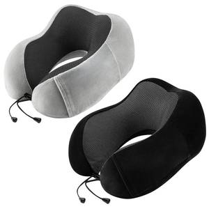 lot 19306 image: urnexttour Neck Pillow Airplane-2 Pack Memory Foam Travel Pillow, Soft Support Travel Neck Pillow for Travelling, Sleeping Rest, Car, Train and Home Use (Black&Grey)