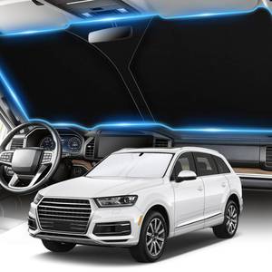 lot 19307 image: SINGARO 300T Universal Car Windshield Sun Shade, Foldable Reflective for Windshield & Window Shades with Overlapping Design, Car Interior Accessories (55 L x 26.7 W)