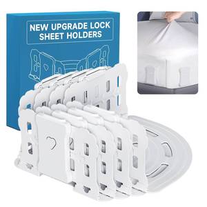 lot 19316 image: Bed Sheet Holders for Corner  4 Pack Heavy Duty Reinforced Clips, Extra Large Wide Design Lock Sheets Tight, No More Loose or Slipping Easy Setup, Fits TwinFullQueenKing Mattresses ( White)