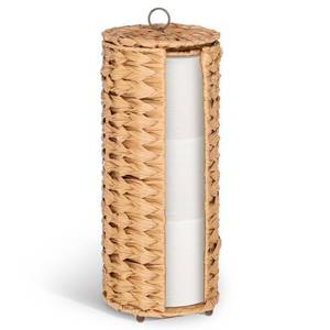 lot 19321 image: SHENLIU Water Hyacinth Paper Roll Holder, Wicker Toilet Paper Holder Stand for Bathroom, 3 Rolls of Toilet Tissue Storage, Waterproof Toilets Roll Holders Stand with Lid for Bathroom and Under Sink
