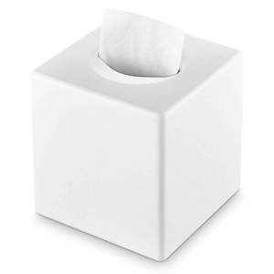 lot 19350 image: Y-in Hand Tissue Box Cover, Square Facial Tissue Holder Storage for Bathroom Vanity, Countertops, Dressers, Night Stand, Parlors and Offices - White
