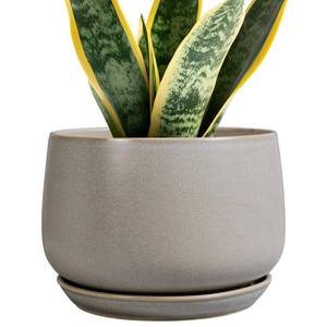 lot 19366 image: G EPGardening Ceramic Pots for Plants 7 Inch - Large Ceramic Planters for Indoor Plants Outdoor Modern Flower Pot with Drainage Holes and Saucer for Office Garden Patio Grey