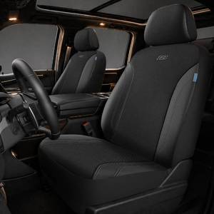lot 19371 image: Skechers Seat Covers, Work Leather Car Seat Covers 5-Times Stronger Built-in Webbing, Oxford Fabric Front Seat Cover, Airbag Compatible, Automotive Comfort for Cars, Trucks, SUVs,Black