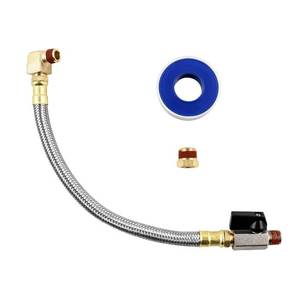 lot 20362 image: QWORK Extended Tank Drain Valve Assembly Kit for Air Compressor, Including 10 Inches Air Compressor Tank Drain Hose 14 inch NPT, 14 to 38 Brass Adapter and Thread Seal Tape (Used)