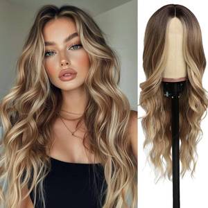 lot 20397 image: SeclitWu Long Blonde Wig for Women Middle Part Ombre Blonde Wavy Wigs Natural Looking Synthetic Heat Resistant Fiber Wigs for Daily Party Use (26 Inch)
