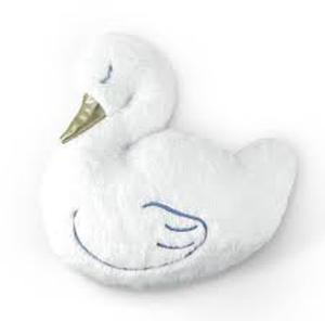lot 3393 image: White Swan Shaped Decorative Pillow with Blue Embroidered Details PACK OF FOUR