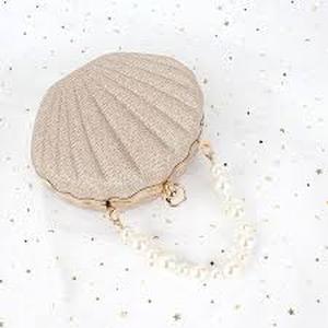 lot 6142 image: Gold Evening Clutch Purse Pearl Handle