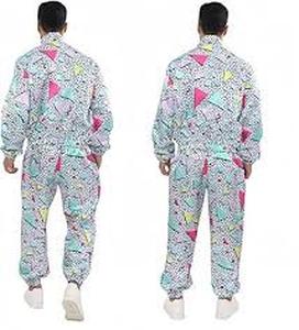 lot 20371 image: 80s Style Geometric Print Tracksuit with Accessories Costume (SmallMedium)