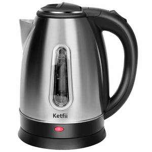 lot 1664 image: Ketfii Stainless Steel Electric Kettle, 1.8 Liters Tea, Coffee Kettle & Hot Water Boiler, 360° Swivel Base, BPA Free, Auto Shut-Off, Boil-Dry Proof, 1100W