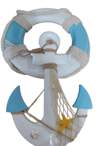 lot 1686 image: Decoration ship anchor and life floaty blue white