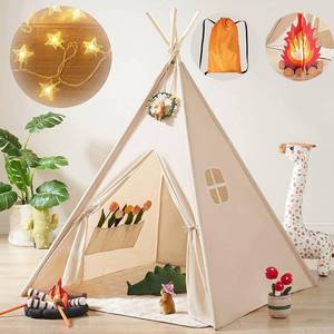 lot 1702 image: Tiny Land Teepee Tent for Kids with Star Lights, Foldable Play Tent for Girls & Boys, Washable Indoor Toddler Tent, Cozy Warm Reading Nook & Room Decor