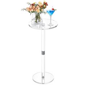 lot 1703 image: Cilinta 9.8 Round Clear Acrylic End Table - Modern Small Space Side Table for Living Room, Bedroom, Office, Outdoor  Sturdy, Easy to Install, Multi-Purpose