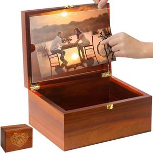 lot 1706 image: Large Wooden Keepsake Box with Hinged Lid and Photo Frame - Elegant Wedding Memory Box, Ideal for Photos, Letters, Time Capsules, Bride Gift, Decorative Storage��5.58.611.3