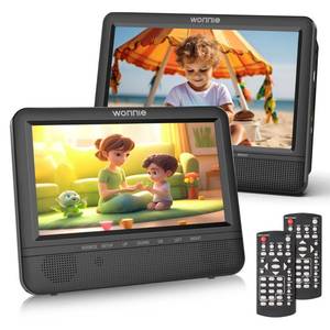 lot 1719 image: WONNIE 7.5 Inch Car DVD Player, Portable DVD Player for Car Play the Same or Two Different Movies with Headrest Straps, Support Last Memory, AV Outin, USBSD, All Regions