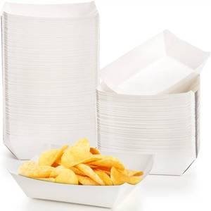 lot 2222 image: DEAYOU 250 Pack Small Paper Food Boats, 1 LB White Paper Food Tray, Disposable Paperboard Serving Basket for Nacho Fries, Greaseproof Fast Food Snack Holder Container for Party, Concession Stand