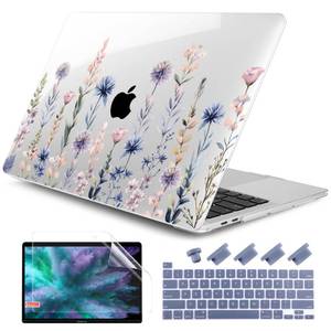 lot 2224 image: DONGKE Compatible with MacBook Pro 13 inch Case 2024 2023-2020 Release A2338 M2M1 A2251 A2289 with Retina Display & Touch ID, Plastic Hard Shell & Keyboard Cover & Screen Film - Painting Floral