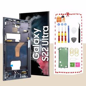 lot 2231 image: LNONLS OLED for Samsung Galaxy S22 Ultra 5G LCD Display Screen Assembly Replacement for Samsung S22 Ultra Touch Digitizer Screen with Frame Toolkits S908U S908A US Version (Black)