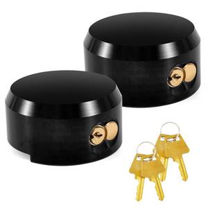 lot 2233 image: Pomunty 2 Pack Puck Lock for Trailers Keyed Alike, 6061 Solid Aluminum Trailer Door Locks Hockey Puck Locks, Reinforced Hidden Shackle Padlocks for Trailers Trucks Vans Shed Gates w4 Keys
