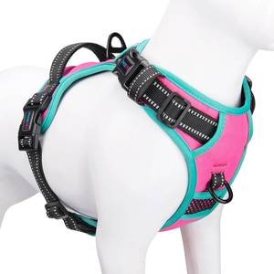 lot 2236 image: PHOEPET 2019 Upgraded No Pull Dog Harness, Reflective Adjustable Vest, with a Training Handle  2 Metal Leash Hooks 3 Snap Buckles 4 Slide Buckles(S, Pink)