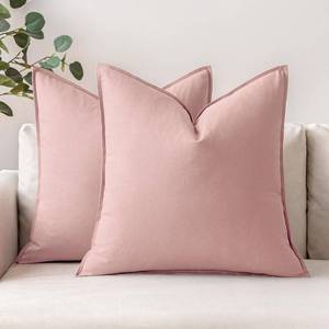 lot 2238 image: MIULEE 24x24 Inch Pack of 2 Spring Decorative Linen Pillow Covers Boho Modern Soft Euro Shams Valentine Throw Pillows for Bed Neutral Cushion Covers Sofa Couch Living Room Home Decor, Light Pink